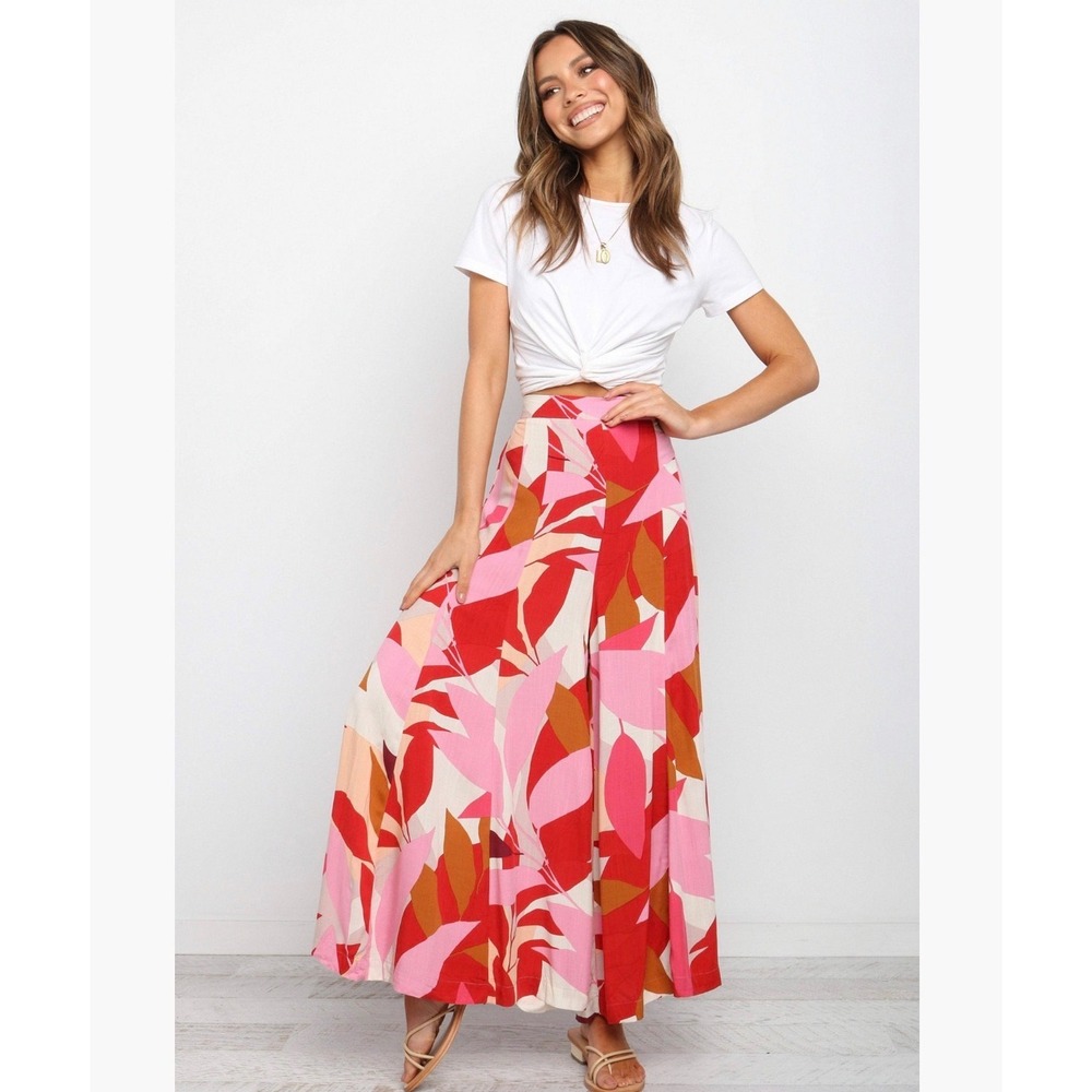 Petal + Pup Bega Pant S Pink Abstract Floral Wide Leg Palazzo Pants
